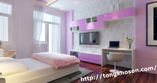 sơn phòng ngủ vợ chồng màu tím